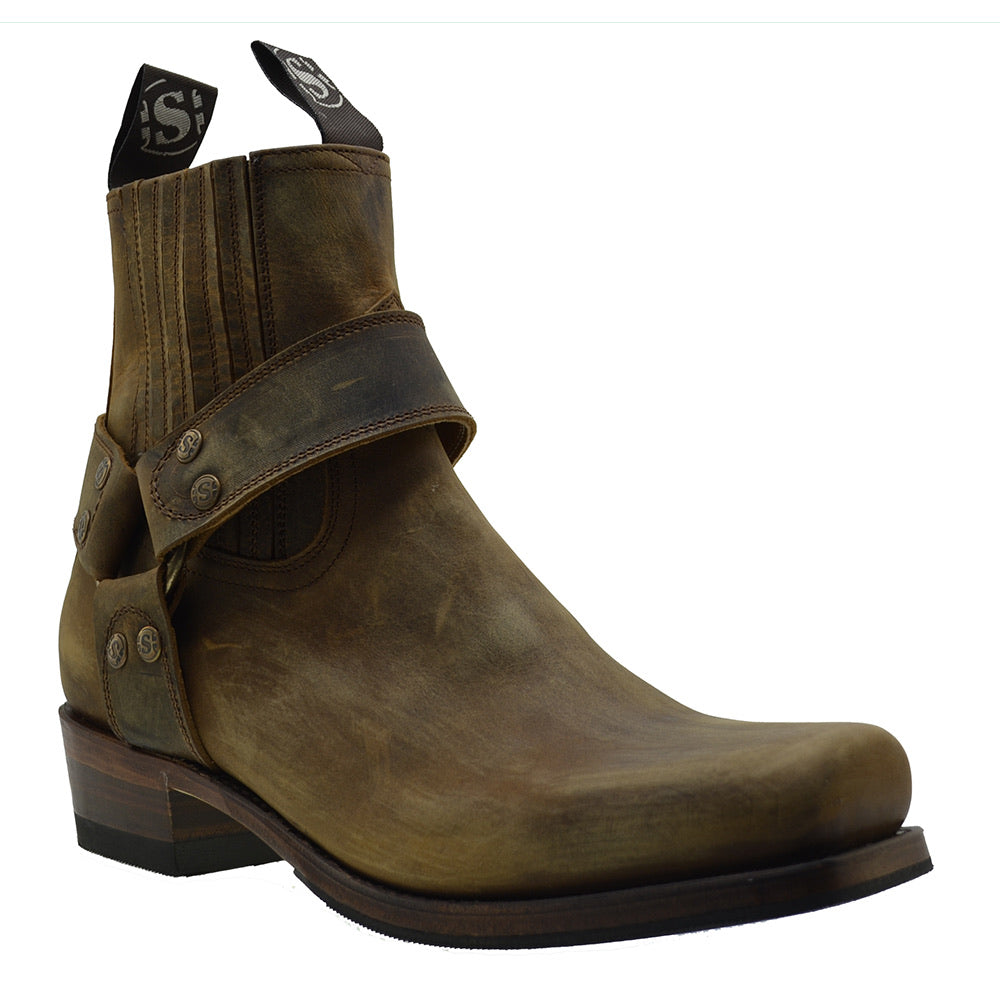 Men's Biker Boots Sendra 8286 Harness Mad Dog Tang Leather Cuban Heel