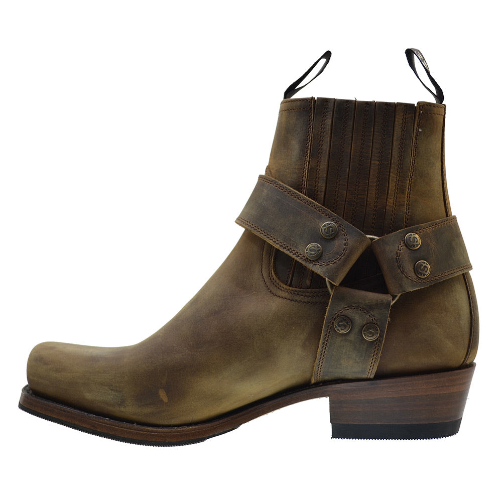 Men's Biker Boots Sendra 8286 Harness Mad Dog Tang Leather Cuban Heel