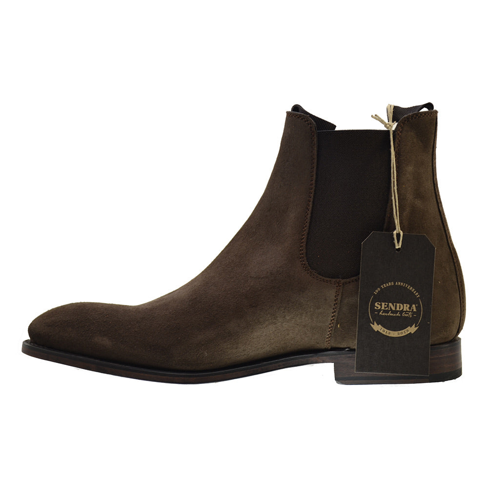 Sendra 9904 Brown Suede Pull up Ankle Chelsea Boots