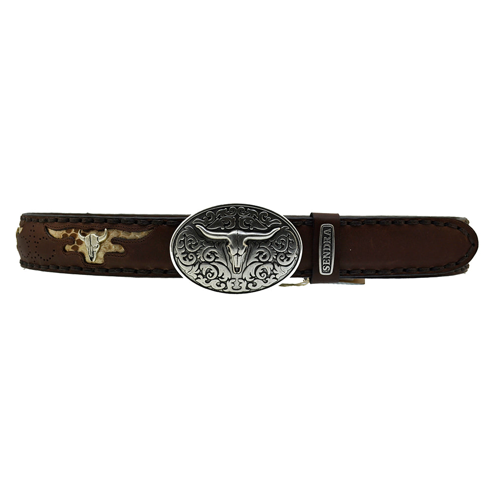 Men's Belt Sendra 8322 SP Brown Leather Python Skin Toro Buckle