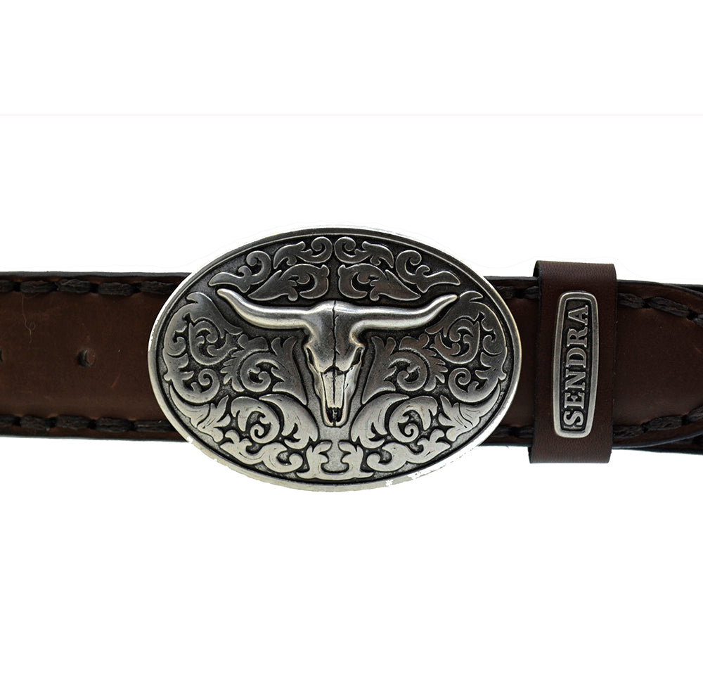 Men's Belt Sendra 8322 SP Brown Leather Python Skin Toro Buckle