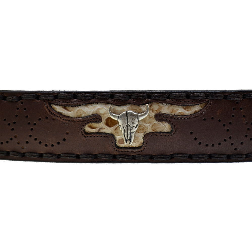 Sendra Belt 8322 SP Brown Leather Python Skin Toro Buckle