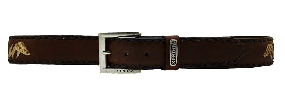 Sendra Belt Spain Model 8323 Brown Leather Natural Python Skin Pattern Belts Toro Buckle