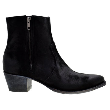 Women's Cowboy Boots Sendra 12096 Black Vintage Wax Suede Cuban Heel